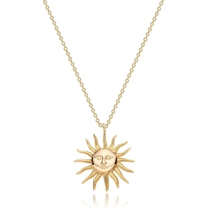 image:imageMEVECCO Dainty Gold Sun Moon Necklace for Women 18k Gold Plated Moon and Sun necklace Pendent Necklace Cubic Zircon Minimalist Handmade Necklace for Jewelry GiftsSun