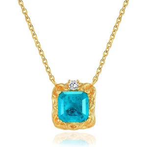 image:imageMEVECCO Dainty Necklace for Women 18k Gold Plated Tiny Cubic Zirconia Necklaces Square Pendant Necklace Jewelry Gifts for Her