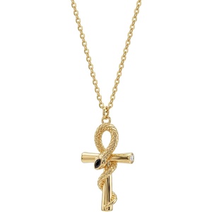 image:imageMEVECCO Dainty Snake Cross Pendant Charm Chain Necklace 18K Gold Plated Snake Simple Minimalist Delicate Handmade Boho Personalized Jewelry Gift for Her