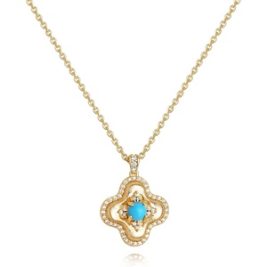 image:imageMEVECCO Gold Clover Pendant Necklace for Women Turquoise Necklace 18K Gold Plated Four Leaf Necklace Jewelry Gift
