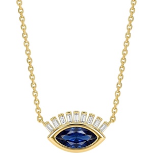 image:imageMEVECCO Gold Dainty Evil Eye Necklace for Women 18K Gold Plated Cute Delicate Solitaire Cubic Zirconia Boho Protection Evil Eye Minimalist Simple NecklaceEvil Eye Up
