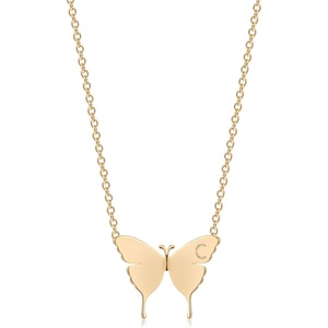 image:imageMEVECCO Gold Dainty Initial Necklace 18K Gold Plated Butterfly Pendant Name Necklaces Delicate Everyday Necklace for Women Minimalist Personalized JewelryC
