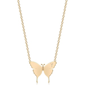 image:imageMEVECCO Gold Dainty Initial Necklace 18K Gold Plated Butterfly Pendant Name Necklaces Delicate Everyday Necklace for Women Minimalist Personalized JewelryY