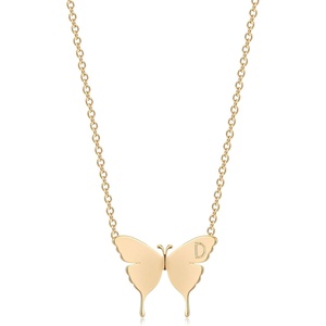 image:imageMEVECCO Gold Dainty Initial Necklace 18K Gold Plated Butterfly Pendant Name Necklaces Delicate Everyday Necklace for Women Minimalist Personalized JewelryD
