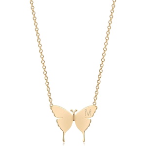 image:imageMEVECCO Gold Dainty Initial Necklace 18K Gold Plated Butterfly Pendant Name Necklaces Delicate Everyday Necklace for Women Minimalist Personalized JewelryM