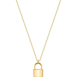 image:imageMEVECCO Gold Dainty Initial Necklace Lock Necklace 18K Gold Plated Padlock Necklace Letter Necklaces for Women Minimalist Personalized Jewelrylock