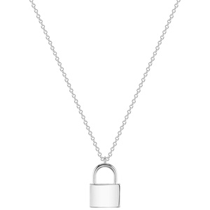 image:imageMEVECCO Gold Dainty Initial Necklace Lock Necklace 18K Gold Plated Padlock Necklace Letter Necklaces for Women Minimalist Personalized Jewelrylock silver
