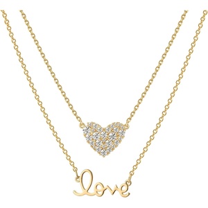 image:imageMEVECCO Gold Layered Heart Necklace for Women Handmade 18k Gold Plated Dainty Gold Charm Choker Layering Necklace Stack Minimalist Handmade Jewelry Set Gift