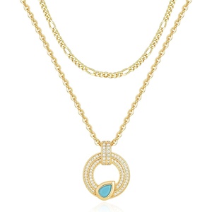 image:imageMEVECCO Layered Circle Necklace Stack Handmade 18k Gold Plated Dainty Gold Layering Charm Choker Pendant Necklace Set for Women Personalized Jewelry GiftCircle SetA