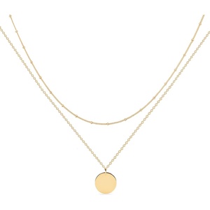 image:imageMEVECCO Layered Heart Necklace Pendant Handmade 18k Gold Plated Dainty Gold Choker Arrow Bar Layering Long Necklace for WomenBead Chain Elegant Gold Plated Simple