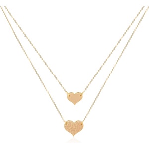 image:imageMEVECCO Layered Heart Necklace Pendant Handmade 18k Gold Plated Dainty Gold Choker Arrow Bar Layering Long Necklace for WomenHeart