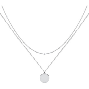 image:imageMEVECCO Layered Heart Necklace Pendant Handmade 18k Gold Plated Dainty Gold Choker Arrow Bar Layering Long Necklace for WomenLayer DiscSL