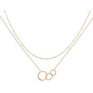 image:imageMEVECCO Layered Heart Necklace Pendant Handmade 18k Gold Plated Dainty Gold Choker Arrow Bar Layering Long Necklace for WomenLayered
