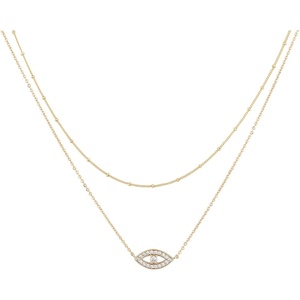 image:imageMEVECCO Layered Heart Necklace Pendant Handmade 18k Gold Plated Dainty Gold Choker Arrow Bar Layering Long Necklace for Womenlayer evil eye