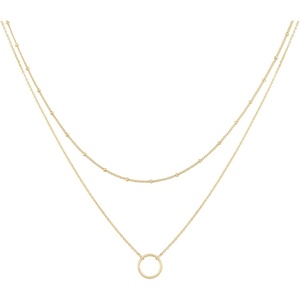 image:imageMEVECCO Layered Heart Necklace Pendant Handmade 18k Gold Plated Dainty Gold Choker Arrow Bar Layering Long Necklace for Womenlayer karma