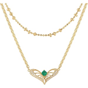 image:imageMEVECCO Layered Heart Necklace for Women 18K Gold Plated Dainty Gold Charm Choker Layering Necklace Stack Minimalist Handmade Jewelry Set Gift