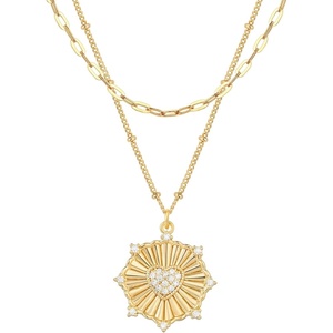 image:imageMEVECCO Layered Heart Necklace for Women 18k Gold Plated Dainty CZ Gold Charm Choker Layering Pendant Necklace Stack Personalized Jewelry Set Gift
