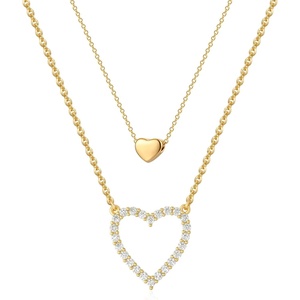 image:imageMEVECCO Layered Heart Necklace for Women 18k Gold Plated Dainty Charm Choker Chain Layering Necklace Stack Personalized Jewelry Set Gift