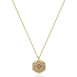 image:imageMEVECCO Simple Gold Pendant Necklace 18K Gold Plated Dainty Hollow Turquoise Heart Coin Chain Necklace for Women Classic Minimalist Disc Jewelry Gift for Her