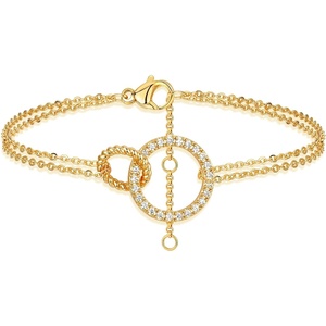 image:imageMEVECCO Women Gold Chain Bracelet 18K Gold Plated Karma Adjustable Layered Bracelet Delicate Minimalist Handmade Bracelet for Women Jewelry