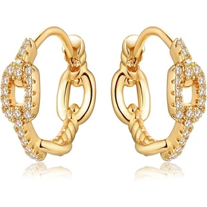 image:imageMEVECCO Gold Hoop Earrings for Women 18K Gold Plated Hoop Earrings Cute Cubic Zircon Handmade Hoop Earrings for Her Minimalist Everyday Jewelry
