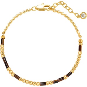 image:imageMEVECCO Gold Morse Code Bracelet for Women 18K Gold Plated Tiger Eye Stone Mixed Bracelets Handmade Gold Custom Morse Code Chain Bracelet Stack Jewelry GiftsBda Teacher