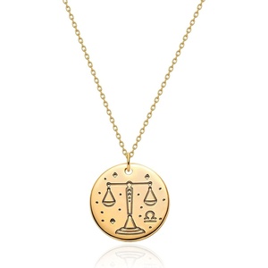 image:imageMEVECCO Constellation Disc Coin Necklace 18K Gold Plated Dainty 12 Constellation Personalized Pendant Necklace Gifts