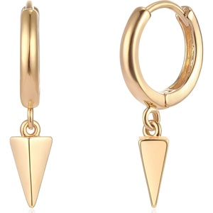 image:imageMevecco Gold Dainty Dangle Hoop Earrings for Women 14K Gold Plated Delicate cute Geometric Triangle Cone Dangle EarringsBSpike
