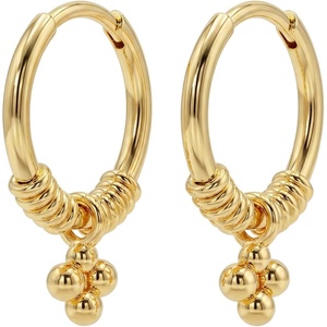 image:imageMevecco Gold Dainty Dangle Hoop Earrings for Women 14K Gold Plated Delicate cute Geometric Triangle Cone Dangle EarringsBeads