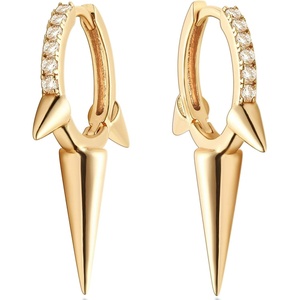 image:imageMevecco Gold Dainty Dangle Hoop Earrings for Women 14K Gold Plated Delicate cute Geometric Triangle Cone Dangle EarringsCSpike