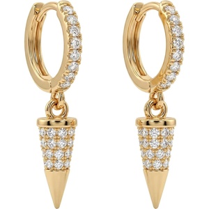 image:imageMevecco Gold Dainty Dangle Hoop Earrings for Women 14K Gold Plated Delicate cute Geometric Triangle Cone Dangle EarringsDSpike