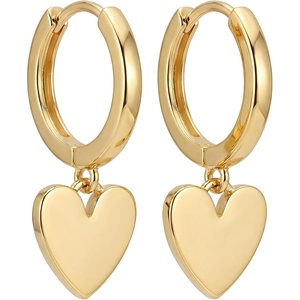image:imageMevecco Gold Dainty Dangle Hoop Earrings for Women 14K Gold Plated Delicate cute Geometric Triangle Cone Dangle EarringsHeart