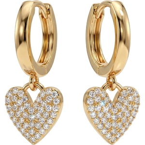 image:imageMevecco Gold Dainty Dangle Hoop Earrings for Women 14K Gold Plated Delicate cute Geometric Triangle Cone Dangle EarringsHeart Dangle