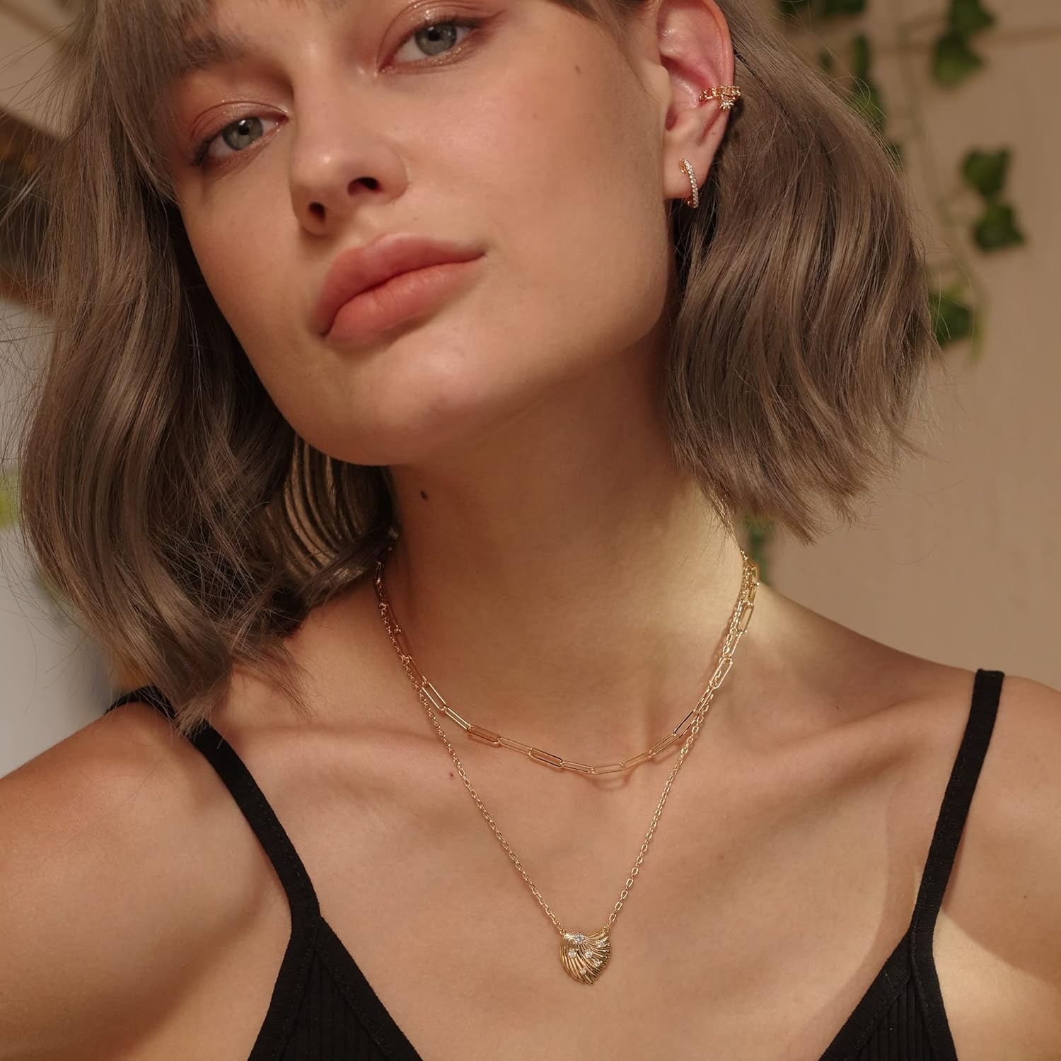 image:imageMEVECCO Dainty Gold Pendant Necklace 18K Gold Plated Simple Elegant Twist Heart CZ Necklace Classic Charm Cubic Zirconia Minimalist Jewelry Gift for Her