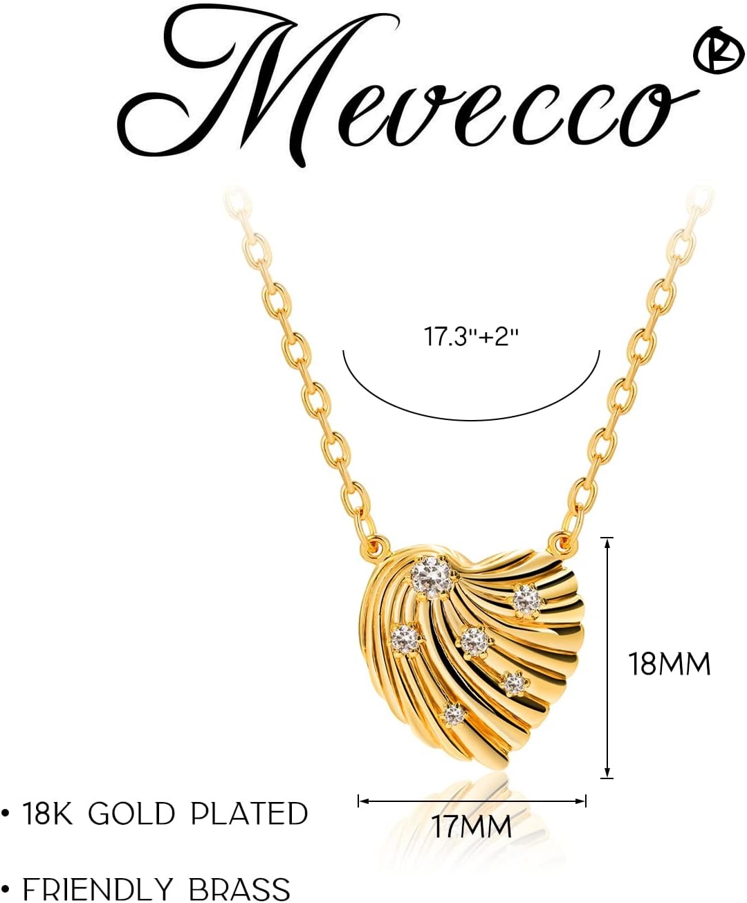 image:imageMEVECCO Dainty Gold Pendant Necklace 18K Gold Plated Simple Elegant Twist Heart CZ Necklace Classic Charm Cubic Zirconia Minimalist Jewelry Gift for Her