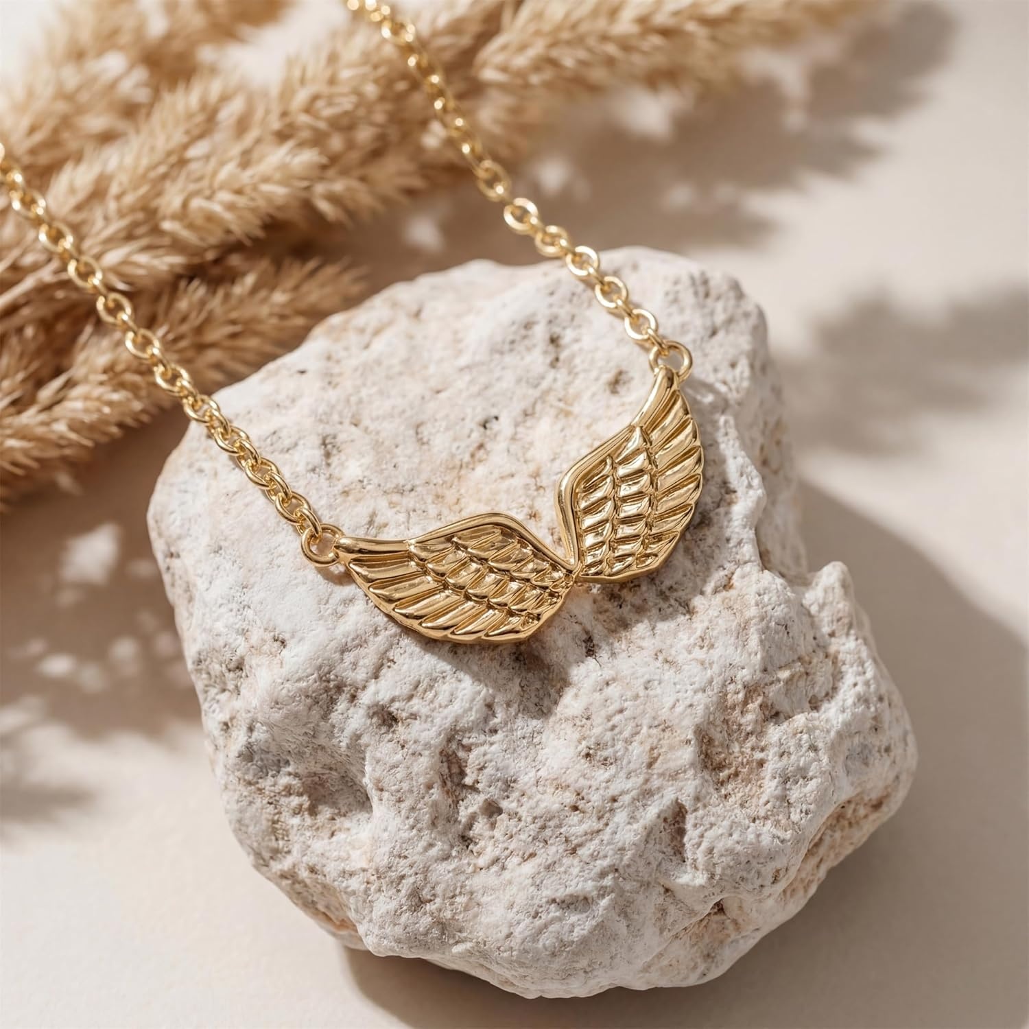 image:imageMEVECCO Gold Angel Wings Pendant Necklace 18K Gold Filled Dainty Minimalist for Women