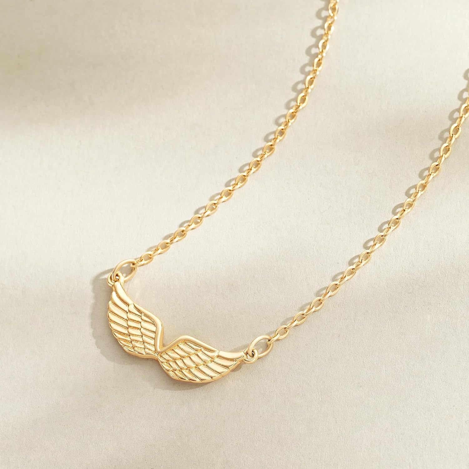 image:imageMEVECCO Gold Angel Wings Pendant Necklace 18K Gold Filled Dainty Minimalist for Women