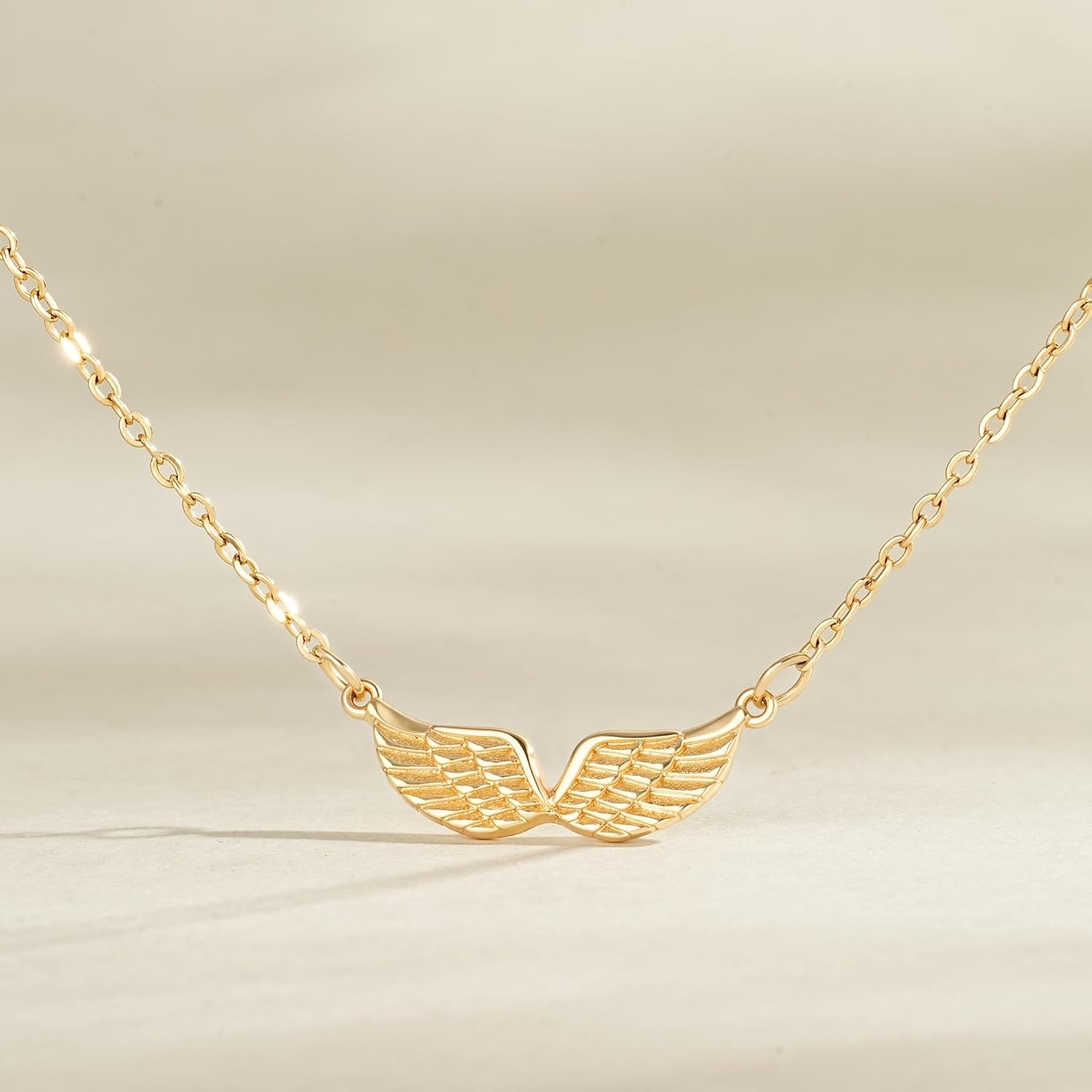 image:imageMEVECCO Gold Angel Wings Pendant Necklace 18K Gold Filled Dainty Minimalist for Women
