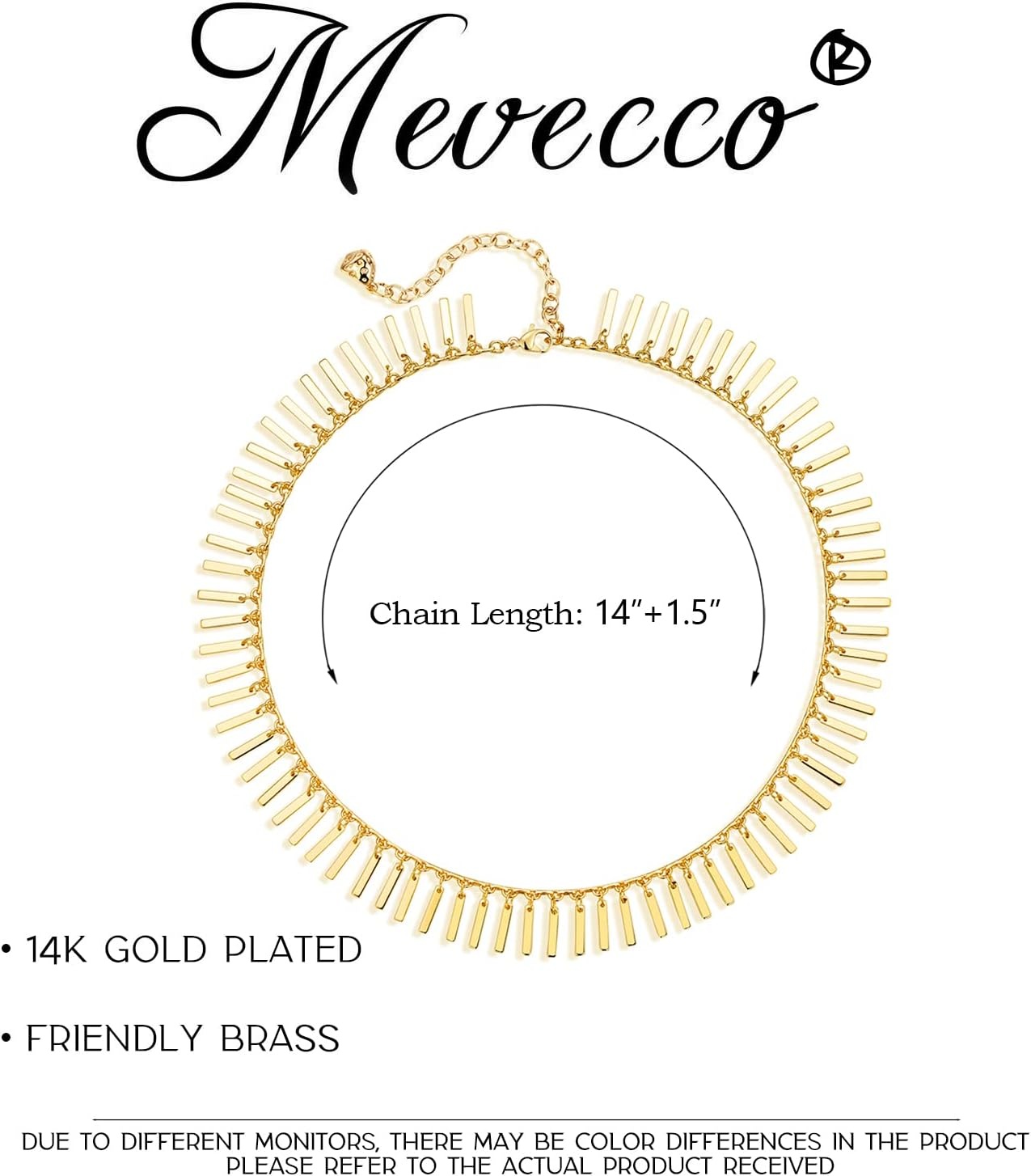 image:imageMEVECCO Gold Choker Necklace 14K Gold Plated Dainty Chain Necklace Short Chain Necklace Boho Handmade Choker Necklace Jewelry GiftTassels