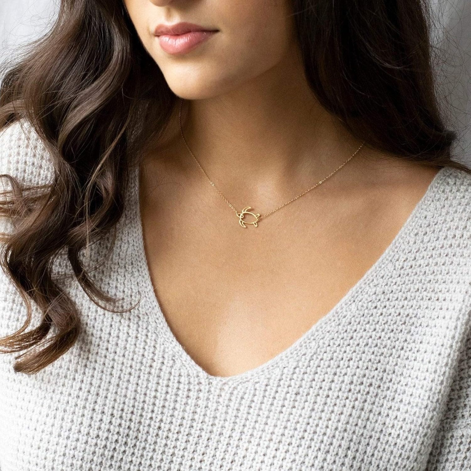 image:imageMEVECCO Gold Dainty Turtle Necklace for Women14K Gold Plated Cute Tiny Boho Sea Tortoise Pendant Necklace