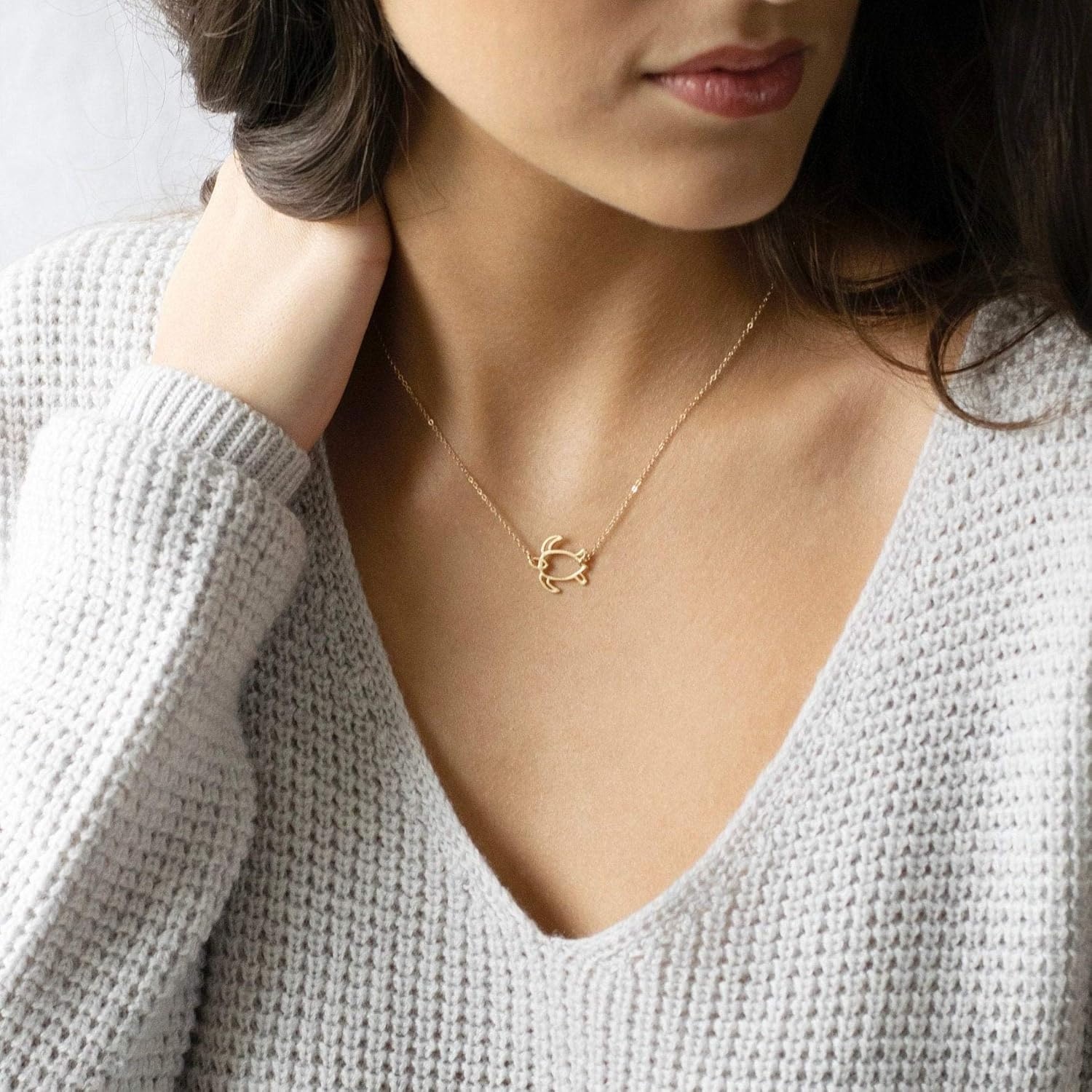 image:imageMEVECCO Gold Dainty Turtle Necklace for Women14K Gold Plated Cute Tiny Boho Sea Tortoise Pendant Necklace