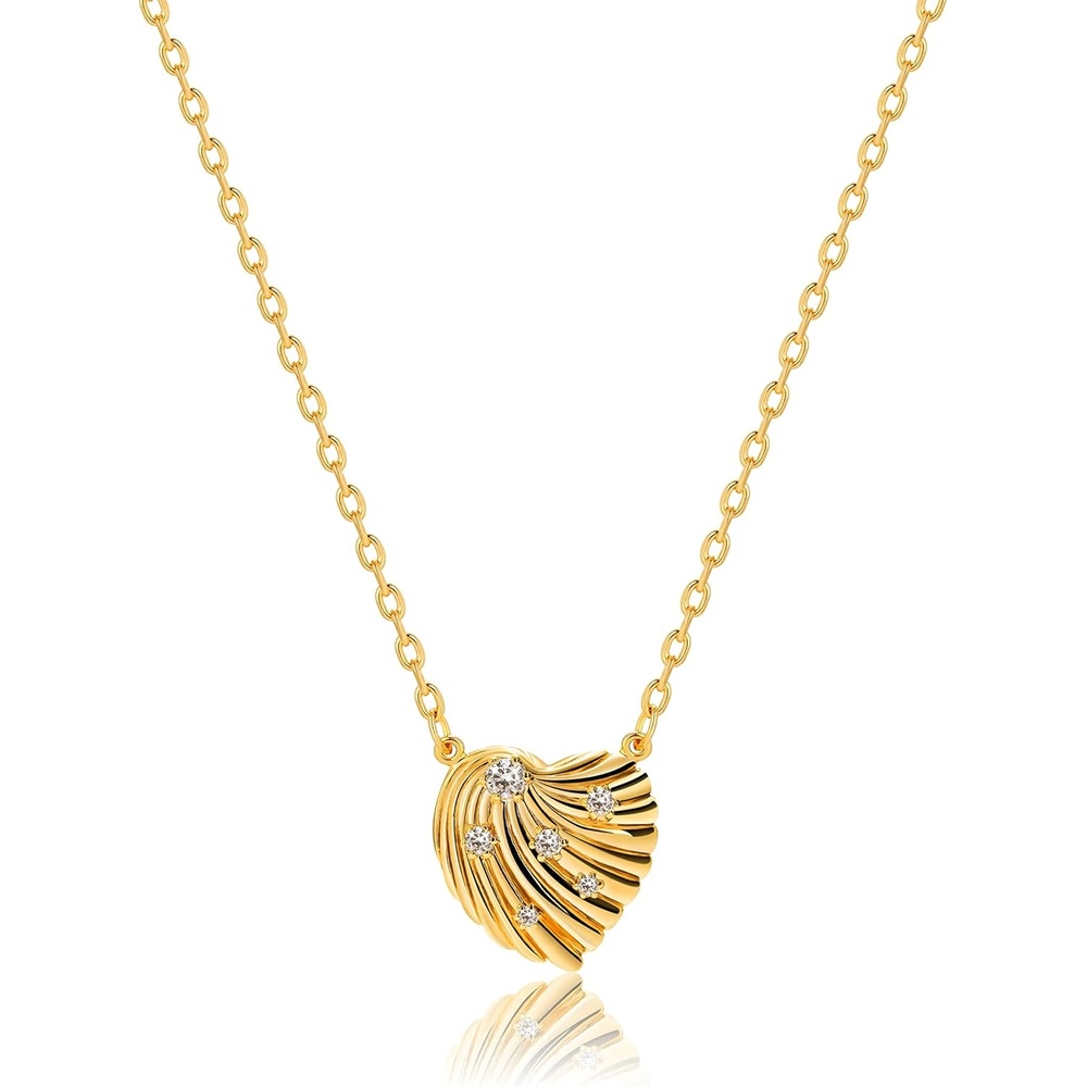 image:imageMEVECCO Dainty Gold Pendant Necklace 18K Gold Plated Simple Elegant Twist Heart CZ Necklace Classic Charm Cubic Zirconia Minimalist Jewelry Gift for Her