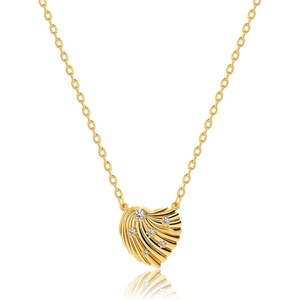image:imageMEVECCO Dainty Gold Pendant Necklace 18K Gold Plated Simple Elegant Twist Heart CZ Necklace Classic Charm Cubic Zirconia Minimalist Jewelry Gift for Her