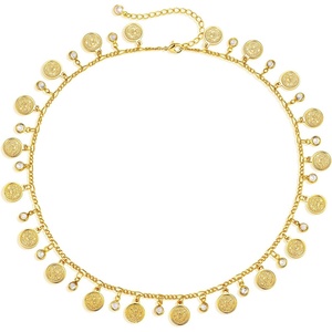image:imageMEVECCO Gold Choker Necklace 14K Gold Plated Dainty Chain Necklace Short Chain Necklace Boho Handmade Choker Necklace Jewelry GiftCoin