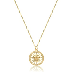 image:imageMEVECCO Women Gold Necklace Star Coin Disc Celestial Patterned Engraved Hollow Pendant 18K Gold Plated Simple Personalized Dainty Chain Jewelry Gift