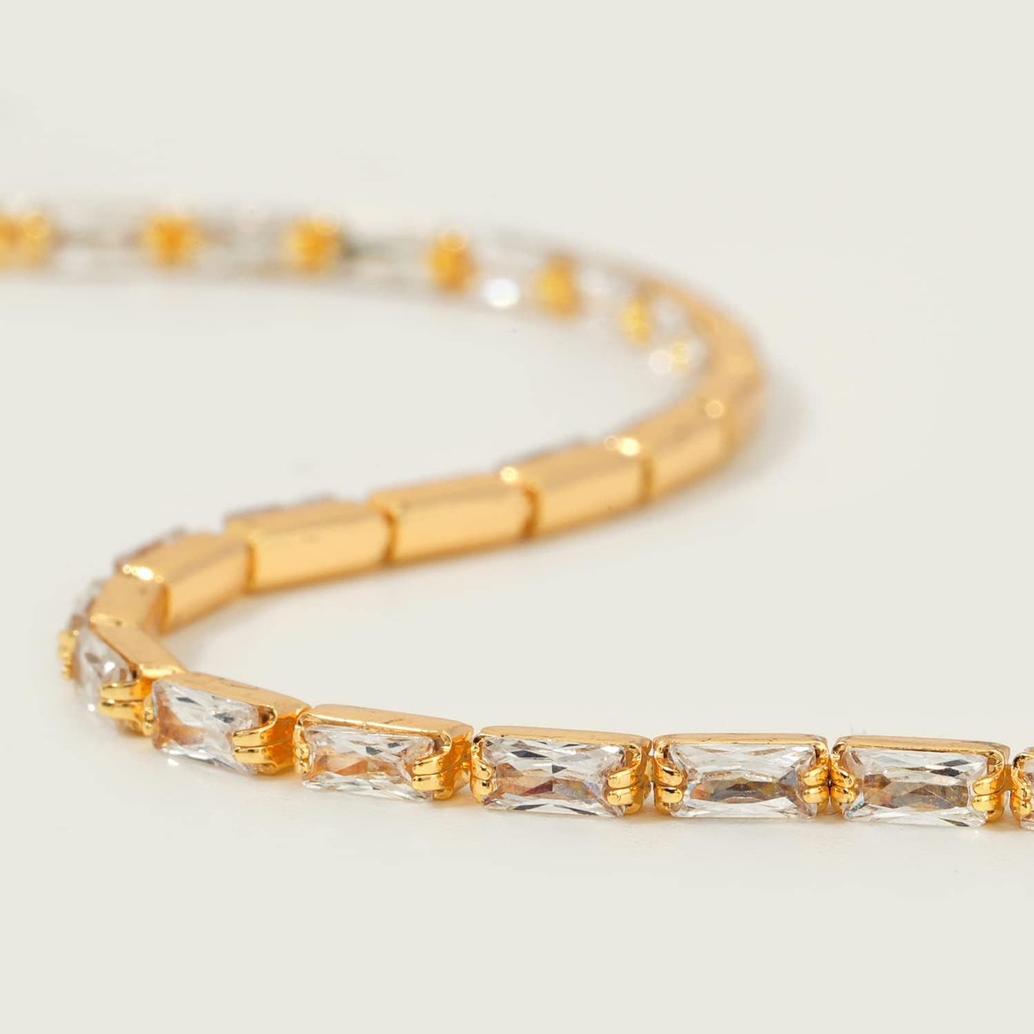 image:imageMEVECCO Anklet for Women Gold Chain 14K Gold Plated Dainty Boho Beach Summer Simple Foot Jewelry Ankle BraceletCZ Rectangle