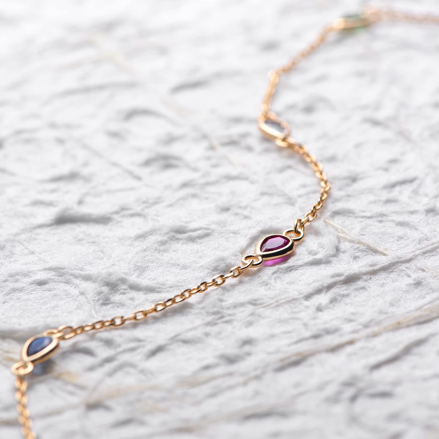 image:imageMEVECCO Anklet for Women Gold Chain 14K Gold Plated Dainty Boho Beach Summer Simple Foot Jewelry Ankle BraceletColorful CZ
