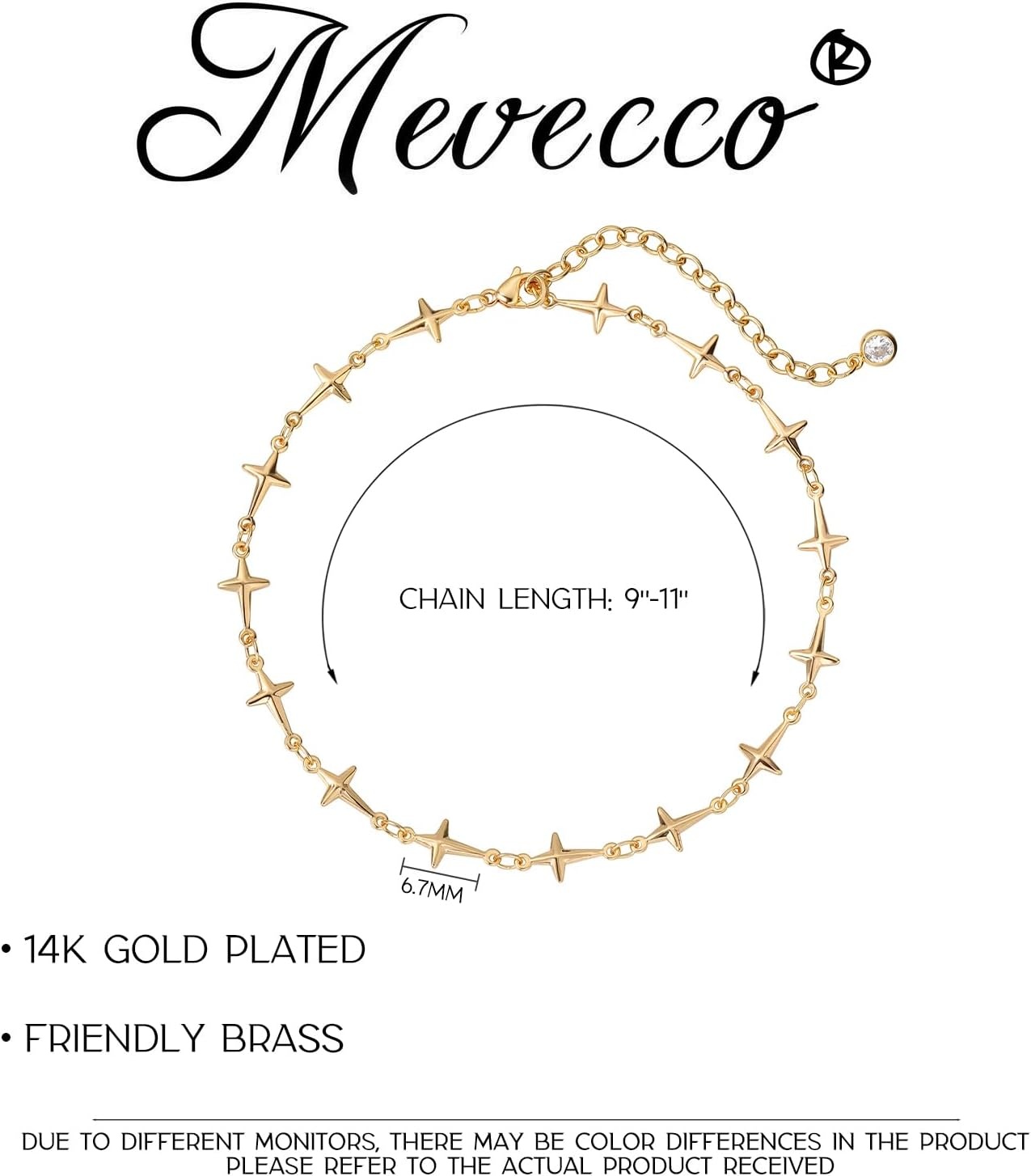 image:imageMEVECCO Anklet for Women Gold Chain 14K Gold Plated Dainty Boho Beach Summer Simple Foot Jewelry Ankle BraceletCross