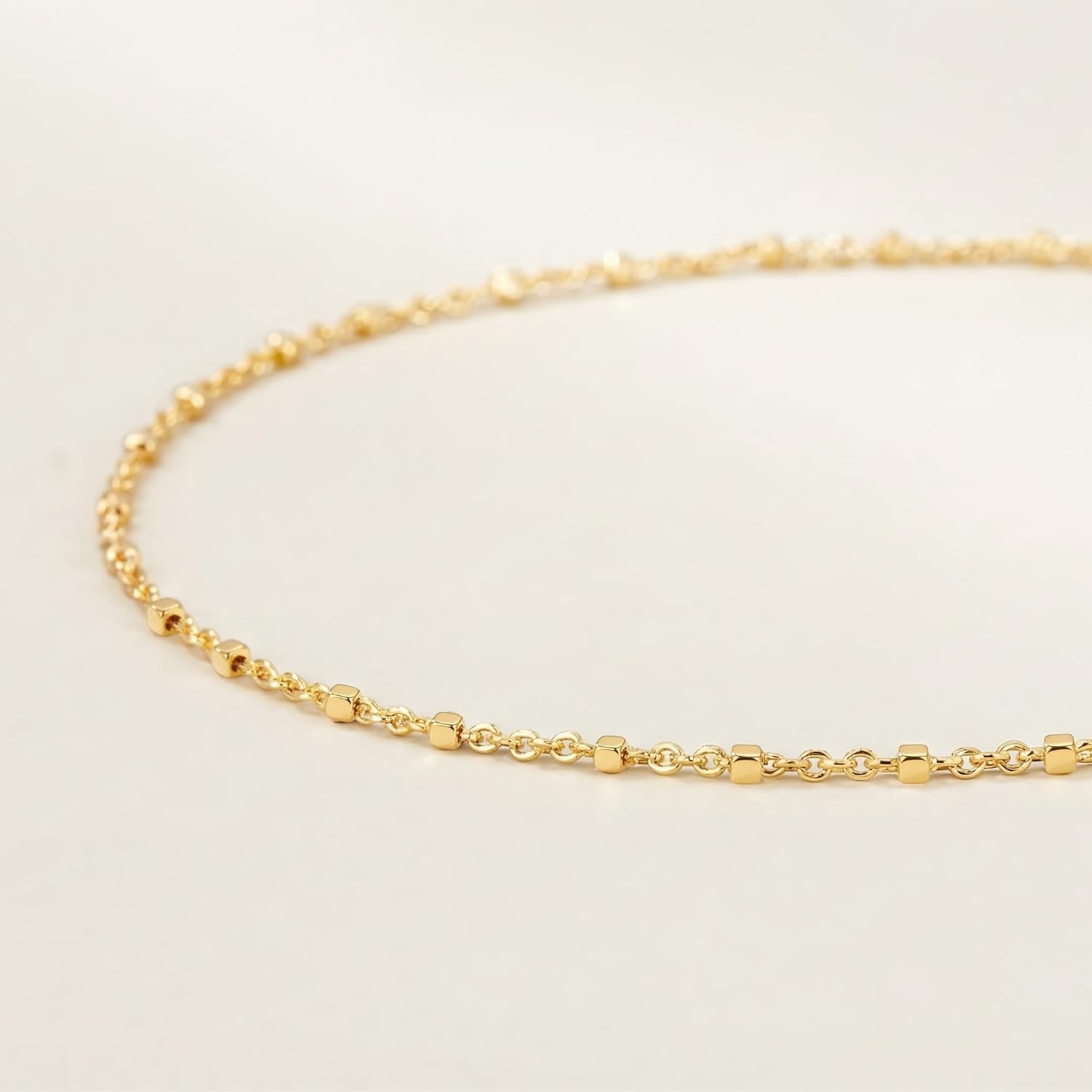 image:imageMEVECCO Anklet for Women Gold Chain 14K Gold Plated Dainty Boho Beach Summer Simple Foot Jewelry Ankle BraceletCube Beaded