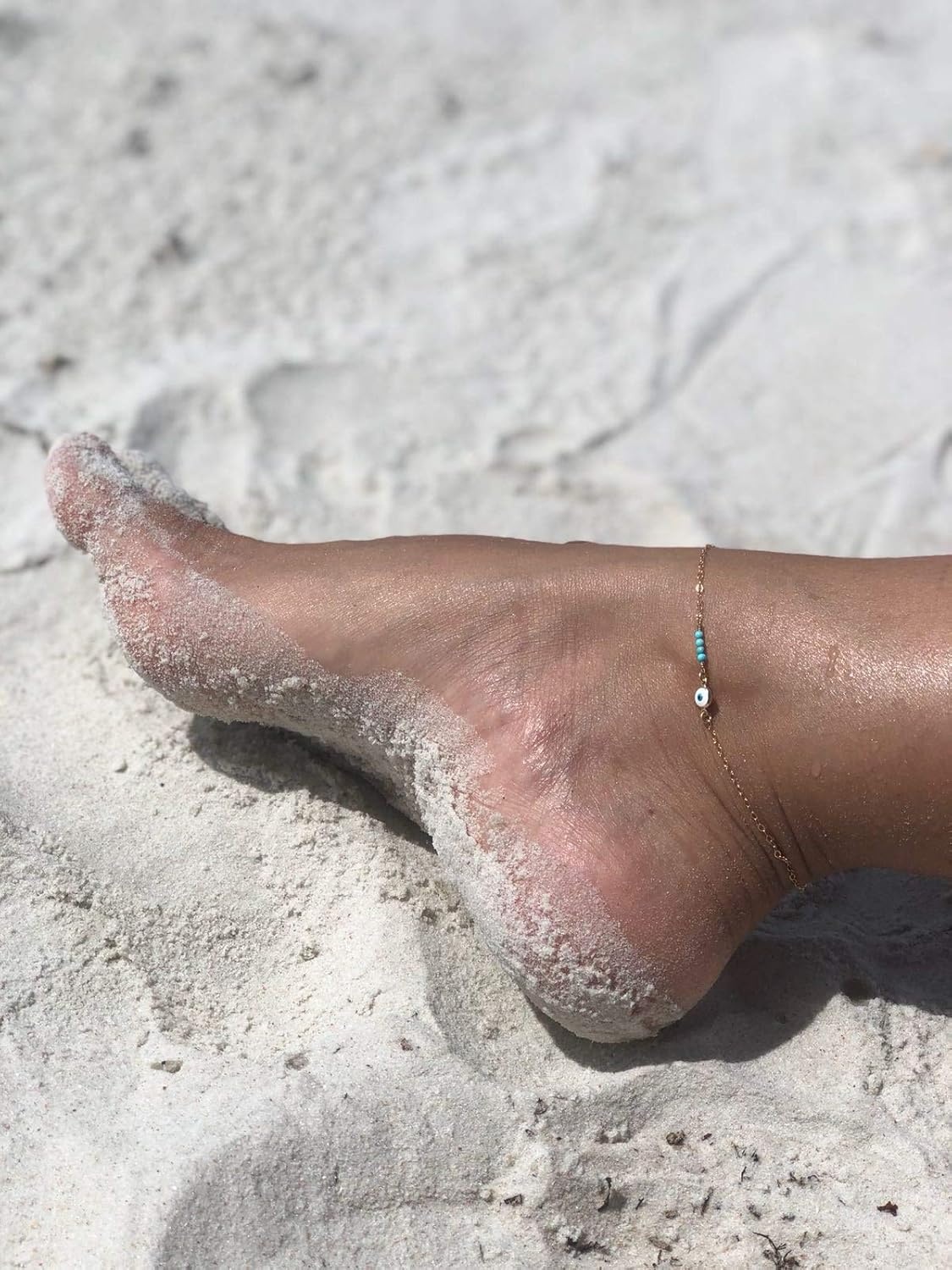 image:imageMEVECCO Anklet for Women Gold Chain 14K Gold Plated Dainty Boho Beach Summer Simple Foot Jewelry Ankle BraceletEvil Eye